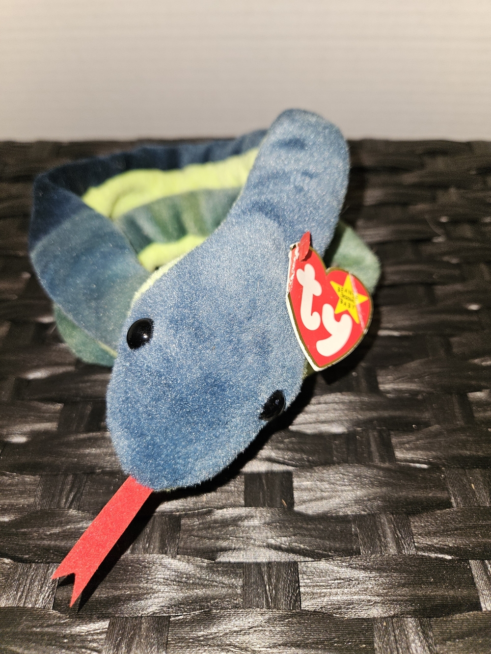 Hissy 1997 Ty Blue & Green Plush Snake with Red Tongue